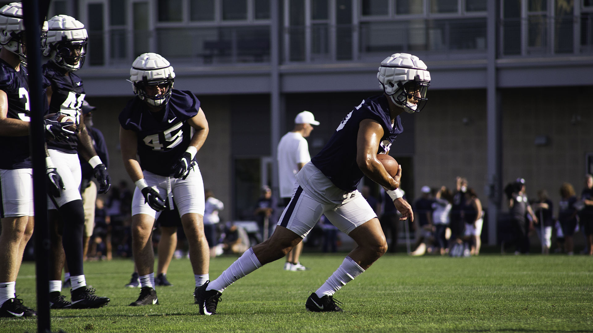 Football Media Day, Johnson (36), Practicing